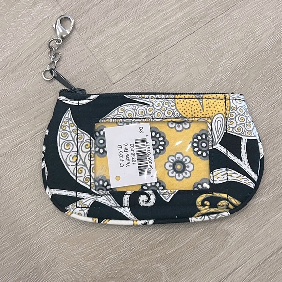 Vera Bradley Clip Zip ID Pouch in Yellow Bird - Picture 2 of 3